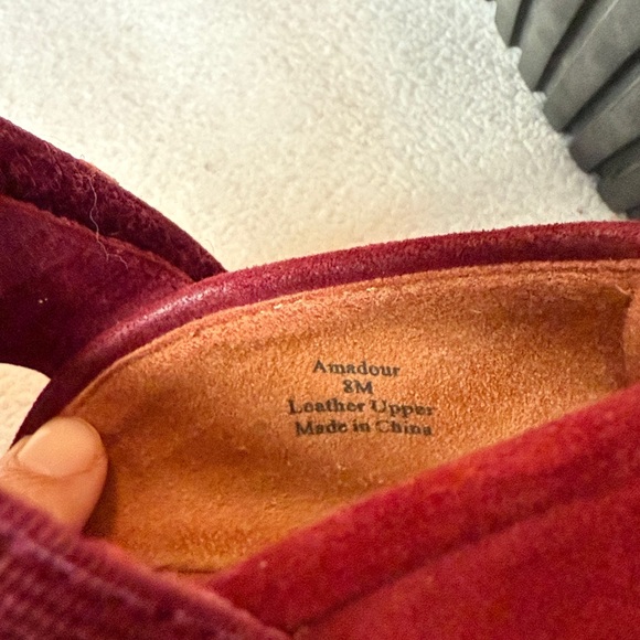 EUC L’amour Des Pieds Amadour Suede Women's Burgundy Platform Open Toe Sandal, 8 - Picture 6 of 6